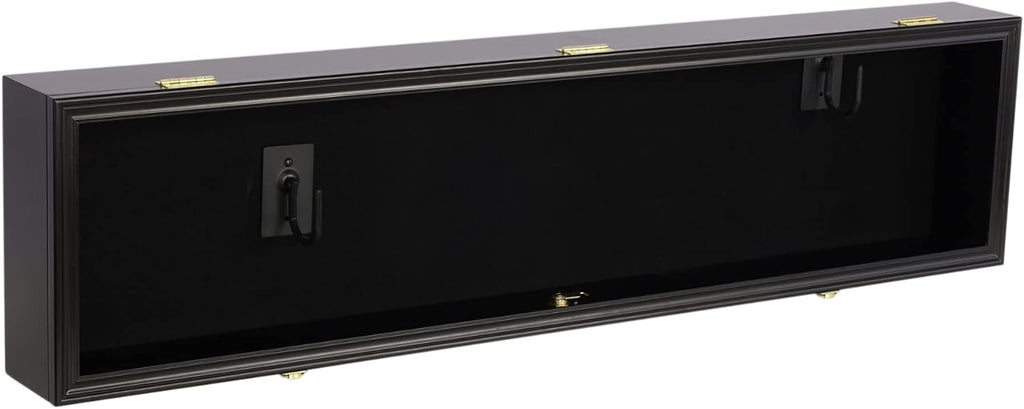 DisplayGifts 44' Long Rifle Gun Shotgun, Saber, Sword or Golf Club Display Case Cabinet Rack Putter Shadow Box w/98% UV Protection Lockable Door (Black Finish)