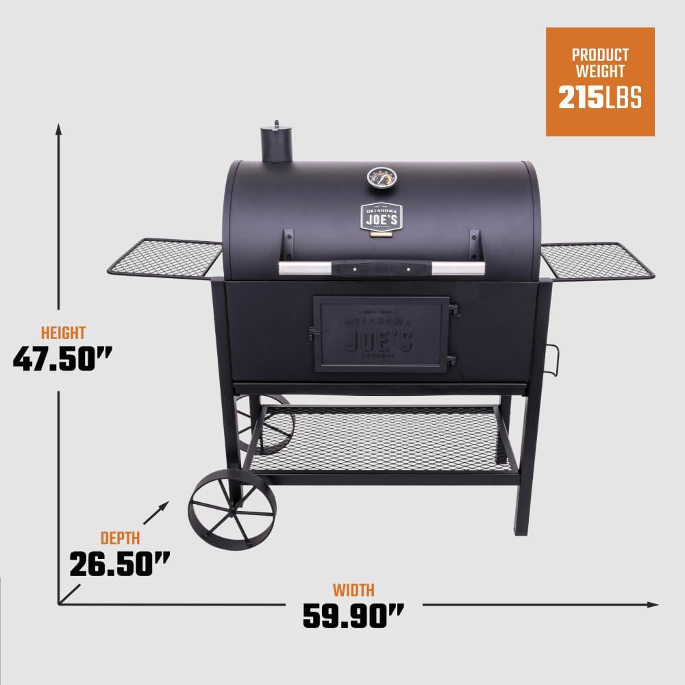 Oklahoma Joe's Judge Charcoal Grill and Smoker with 540 sq in Cooking Area in Black