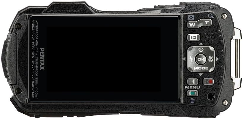 PENTAX WG-90 Black Waterproof Camera, Shockproof, Dustproof, Freezeproof, Built-in 6-LED Ring Light for Macro Photography, Underwater Shooting Mode