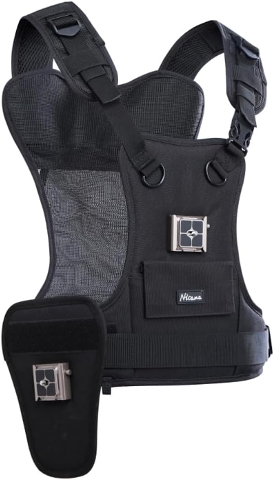 Nicama AH1 Camera Shoulder Harness for 2 Cameras, Carrier Chest Vest with 38mm Square Arca Mount Plate for Canon Nikon Sony