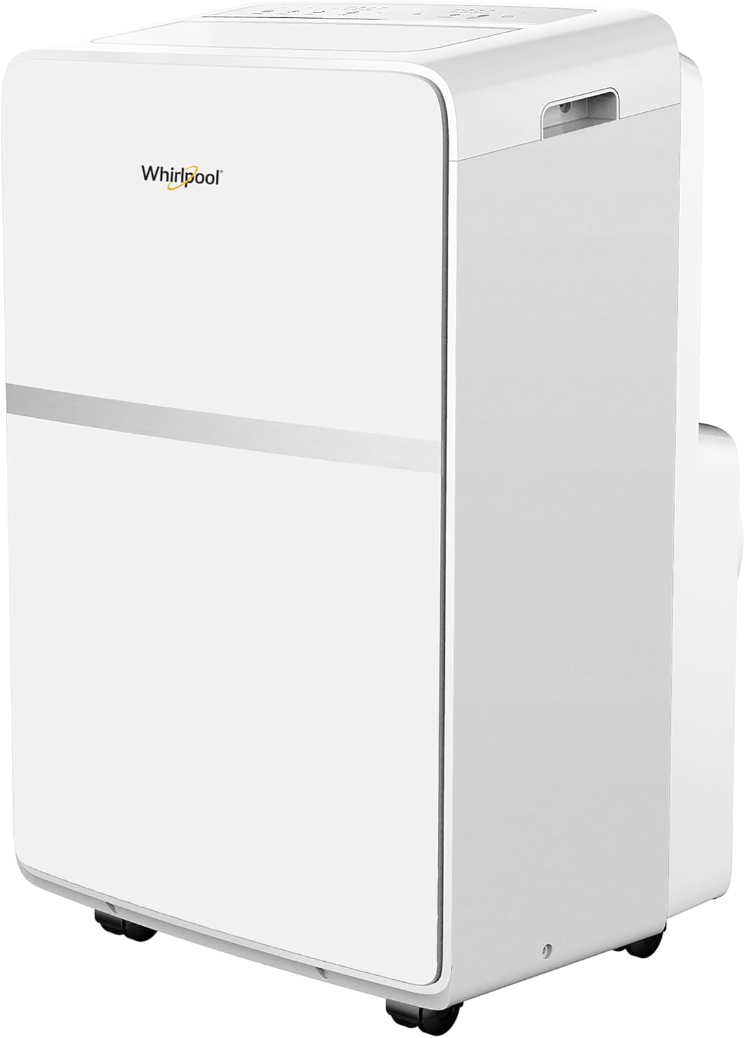 Whirlpool 8,000 BTU Portable Air Conditioner with Dehumidifier for Apartment, Bedroom, Small Rooms up to 200 Sq. Ft., 115V, with 3 Speeds, 24H Timer, and Remote Control, White