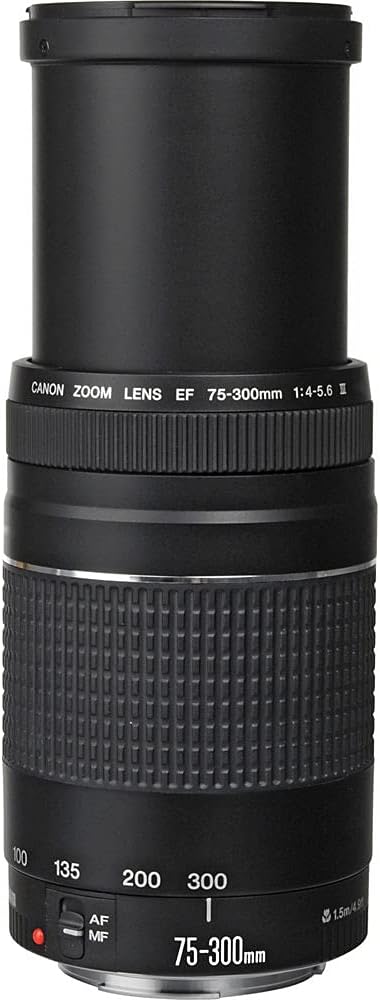 Canon EF 75-300mm f/4-5.6 III Lens Bundled with 58mm UV Filter + Lens Cap Keeper + Microfiber Cleaning Cloth (4 Items)
