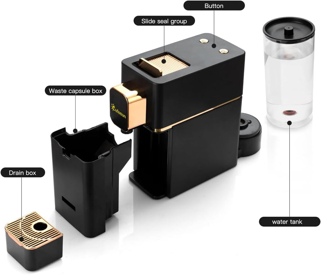 Mini Espresso Coffee Machine for Capsules Compatible with Nespresso OriginalL Machine, Espresso Maker Single Serve, Bestpresso Coffee Capsules Peet's Espresso more (Black)