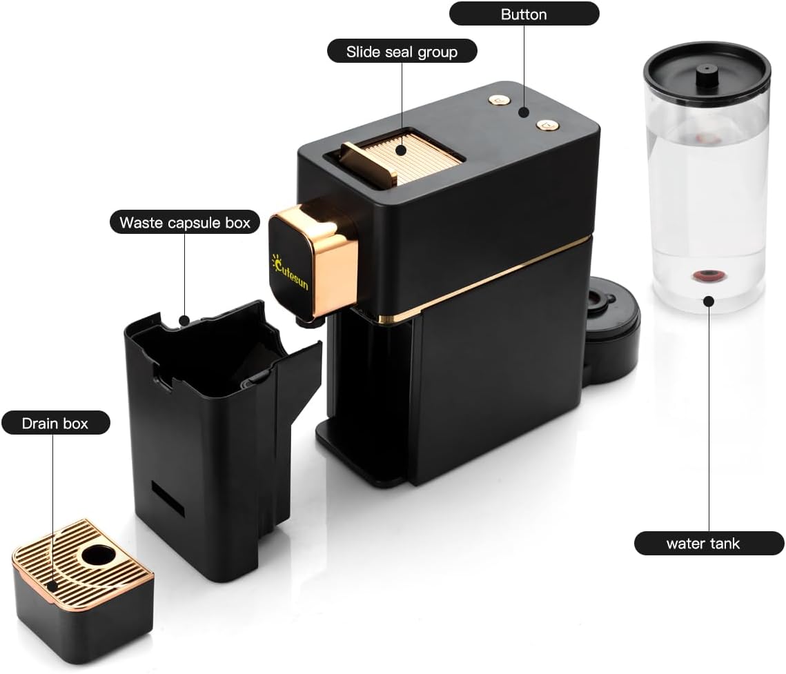 Mini Espresso Coffee Machine for Capsules Compatible with Nespresso OriginalL Machine, Espresso Maker Single Serve, Bestpresso Coffee Capsules Peet's Espresso more (Black)