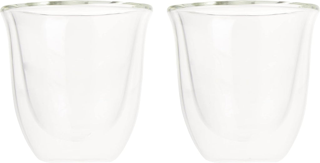 De'Longhi All-in-One Combination Coffee Maker & Espresso Machine + Advanced Adjustable Milk Frother & DeLonghi Double Walled Thermo Espresso Glasses, Set of 2, Regular, Clear