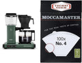Technivorm Moccamaster 53923 KBGV Select 10-Cup Coffee Maker Juniper, 40 Ounce, 1.25l & #4 White Paper Filters, 100-count per box