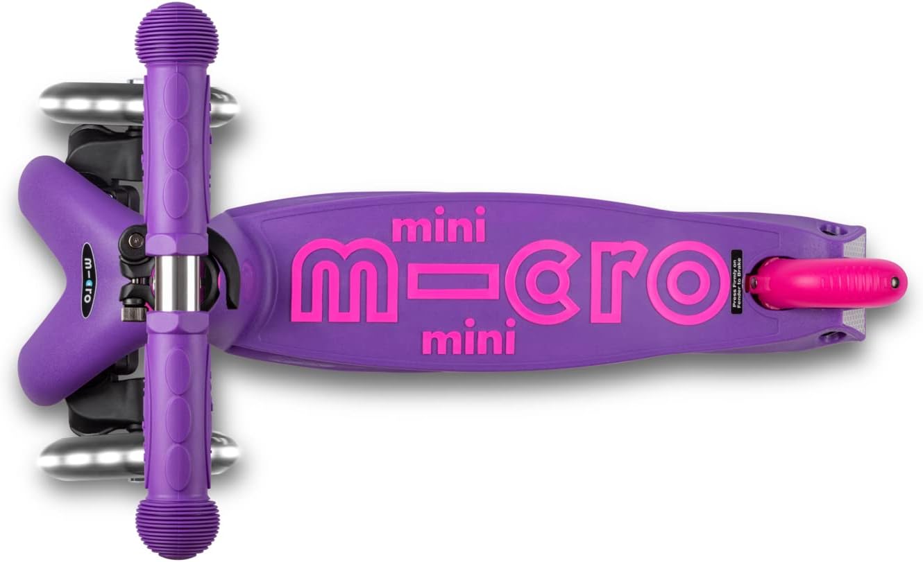 Micro Kickboard | Mini LED Kids Scooter for Ages 2-5 | Children up to 110 lbs | 3 Wheel Lean-to-Steer Design | Adjustable T Bar | Smooth Ride, Motion Activated PU LED Wheels | Swiss Design