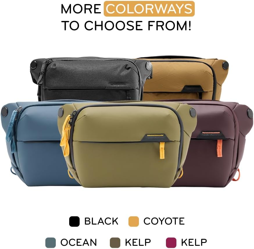 Peak Design Everyday Sling 6L, Kelp, Padded Adjustable Shoulder Strap for Crossbody or Waist Carry, FlexFold Dividers, Ideal for Carrying Cameras or Everyday Essentials, Sling Bag for Men and Women