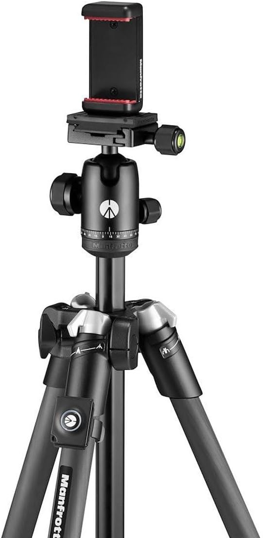 Manfrotto Element MII Mobile Bluetooth MKELMII4BMB-BH, Lightweight Aluminium Travel Tripod, with Carry Bag, Arca-Compatible Ball Head, Load up 8kg, for DSLRs, CSCs, Compact Cameras and Smartphones