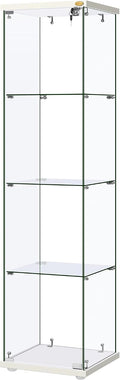 VIVOHOME 4 Layers 15.7''W x 15.7''D x 62.6''H Glass Display Cabinet Countertop Showcase with Lock, 5mm Tempered Glass 25mm MDF Base