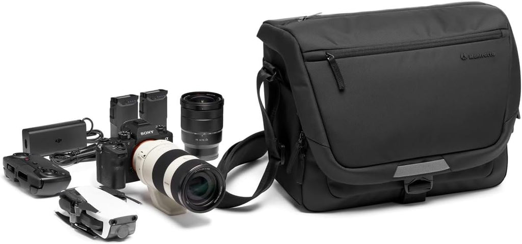 Manfrotto Advanced Messenger M III, Photography Bag for DSLR Cameras with Lenses, Camera Bag with Tripod Mount and Rain Cover, Photography Accessories