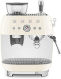 Smeg EGF03 Semi-Automatic Espresso Machine with Built-In Grinder, Dual Thermoblock, 50's Retro Style – Cream (120 V)