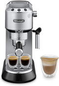 De'Longhi Dedica Espresso Machine with Manual Milk Frother, 15-Bar Pump & Adjustable Tray - Home Barista Coffee Maker for Espresso, Latte, Cappuccino & Iced Coffee - Italian Stainless Steel Design