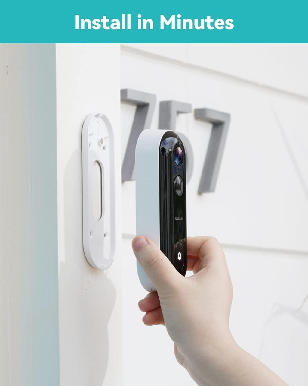 WUUK Doorbell Camera Wireless No Subscription, 3MP Camera Doorbell, Homebase Built-in 32GB Storage, Battery Powered Video Doorbell, Triple Motion Detection, Compatible with Alexa and Google Home