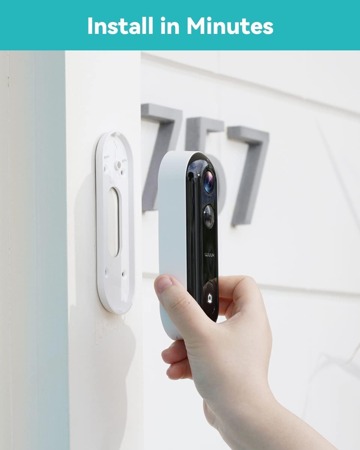 WUUK Doorbell Camera Wireless No Subscription, 3MP Camera Doorbell, Homebase Built-in 32GB Storage, Battery Powered Video Doorbell, Triple Motion Detection, Compatible with Alexa and Google Home