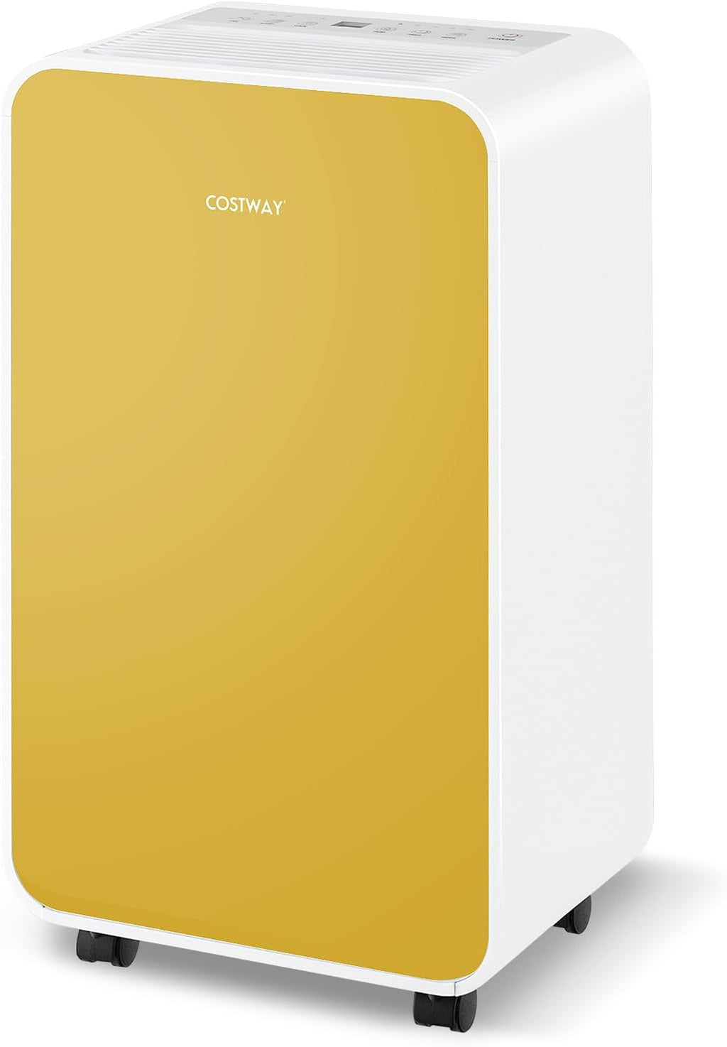 COSTWAY 2500 Sq. Ft Dehumidifier for Basement, 32 Pints Portable Quiet Dehumidifier for Bedroom Bathroom with Sleep Mode, 24H Timer, Auto Shut Off, Auto Defrost & Drain Hose (Yellow)