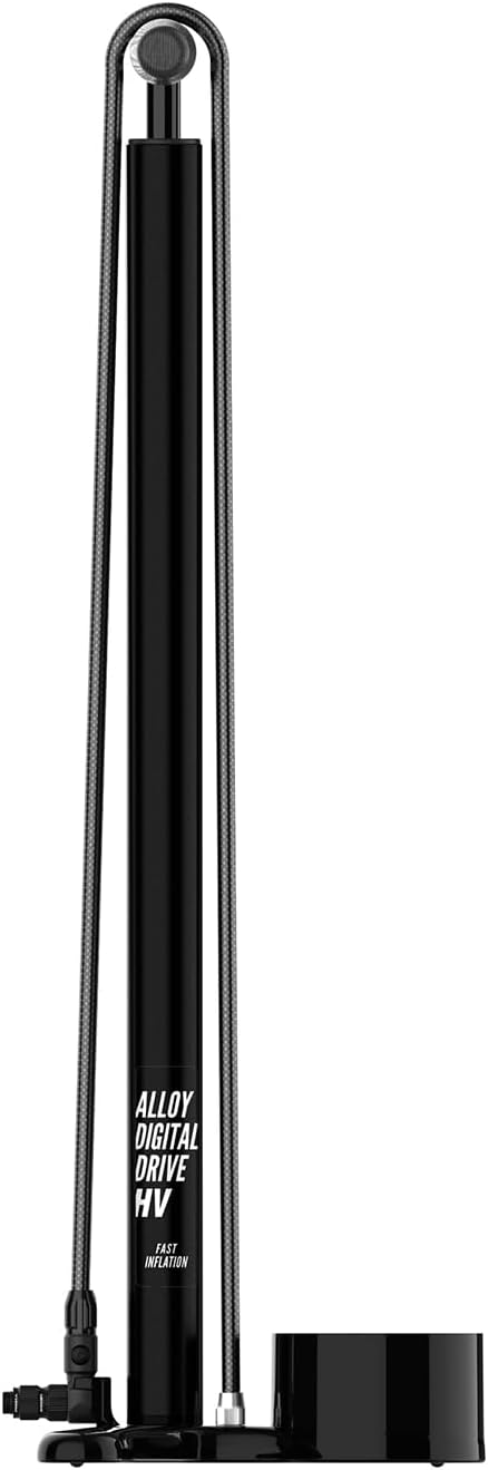 LEZYNE Alloy HV Digital Drive 3.5 High Volume 100PSI Bicycle Floor Pump with 3.5' Digital Gauge - Durable Aluminum Tire Air Pump with Extra Long Nylon Braided Hose for Mountain/Gravel Bikes