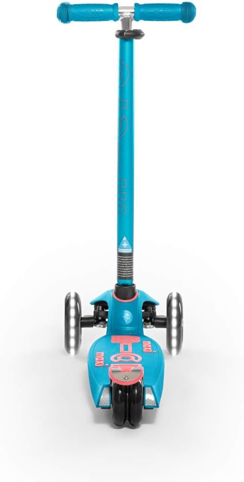 Micro Kickboard | Maxi LED Kids Scooter for Ages 5-12 | Children up to 110 lbs | 3 Wheel Lean-to-Steer Design | Adjustable T Bar | Smooth Ride, Motion Activated PU LED Wheels | Swiss Design