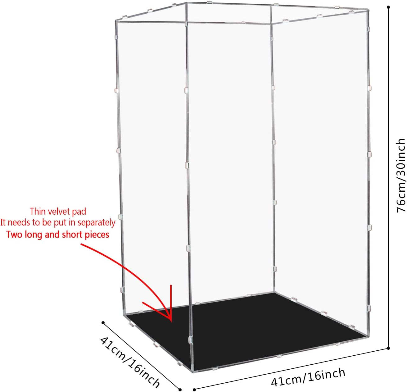 Evron Display Case for Collectibles Assemble Clear Acrylic Box Alternative Glass Case for Display Action Figures Home Storage & Organizing Toys (16x16x30 inch;41x41x76cm)