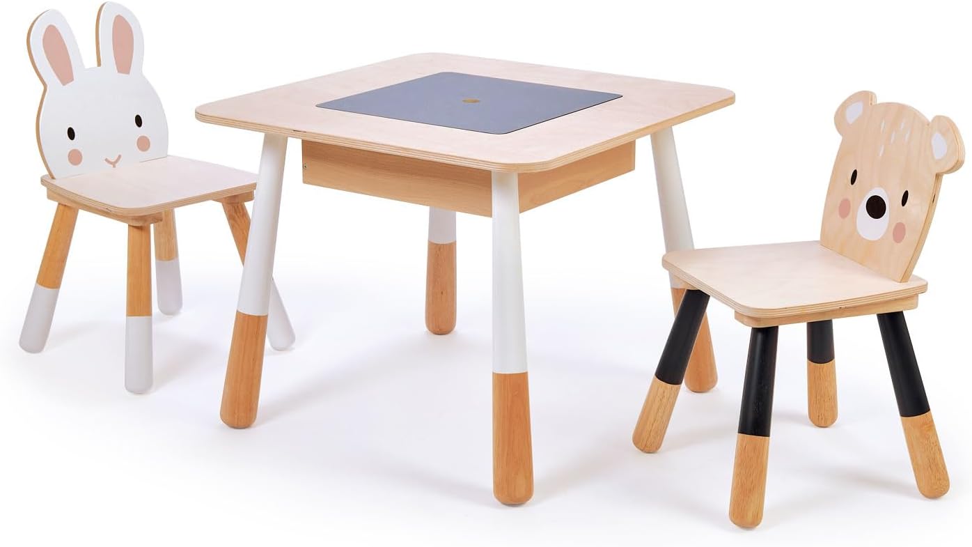 Tender Leaf Toys Forest Table & Chairs Set – Child-Sized Wooden Furniture for Art, Games & Everyday Activities – Crafted Materials – Age 3+