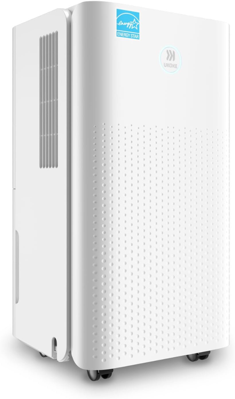 Ukoke Dehumidifiers for Home, 1750 Sq. Ft Energy Star Most Efficient 2025 Small Dehumidifier for Basement and Bedroom, Ultra Quiet with Auto Shut-off