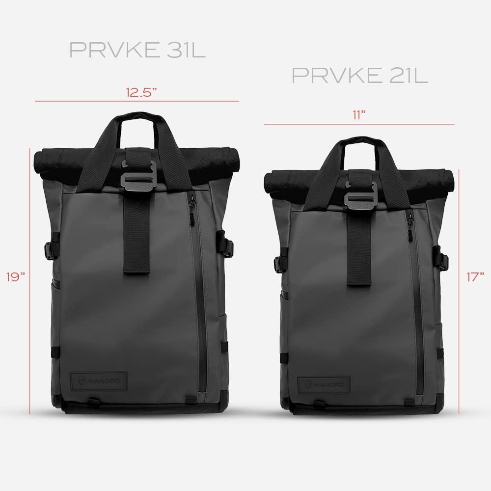 WANDRD PRVKE 21L Photography Bundle: Weather-Resistant Travel & Camera Backpack with Laptop Sleeve, Quick Side Access, Clamshell Opening – Ideal Photography & Travel Bag (Black)