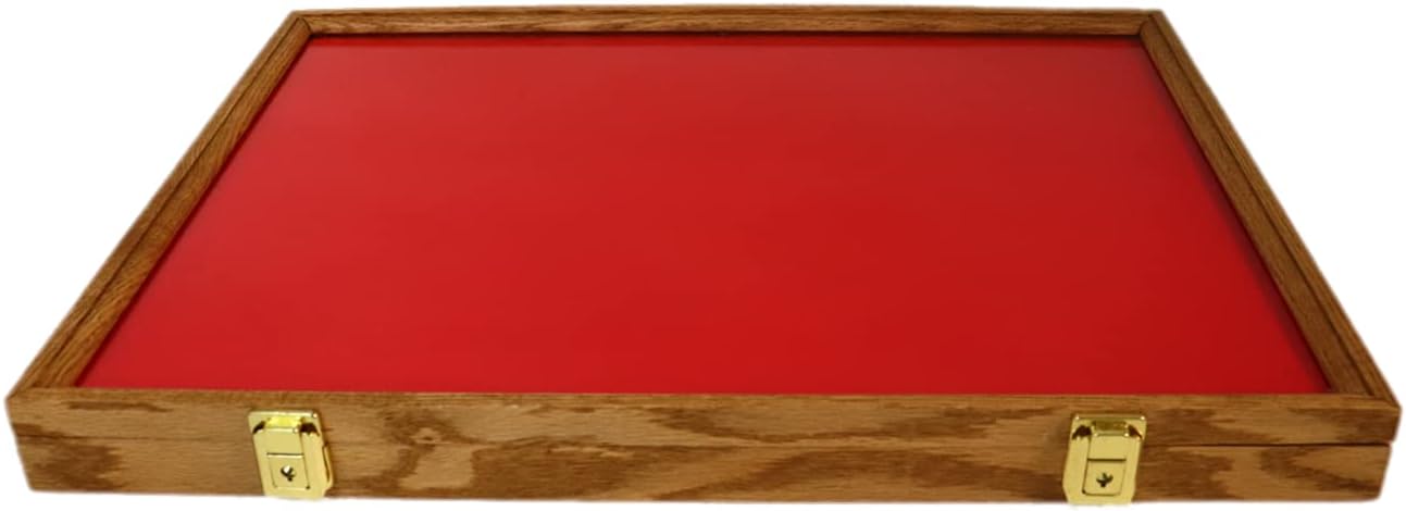 Wood Display Case for Collectibles, Knives, Arrowheads, Pins, Medals and More (24 x 18 x 2, Oak)