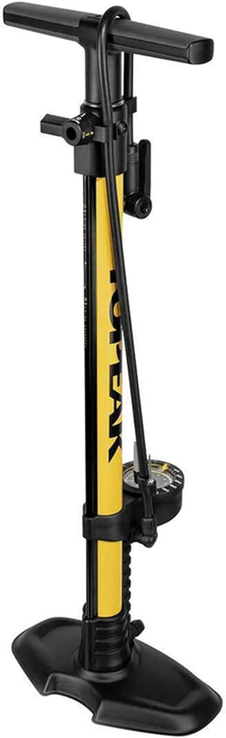 Topeak JoeBlow Sport 2Stage Bike Pump – Dual-Stage High Volume & High Pressure, TwinHead DX5 for Presta, Schrader, Dunlop, Steel, Aluminum Construction, 160 PSI, Extra-Long Hose