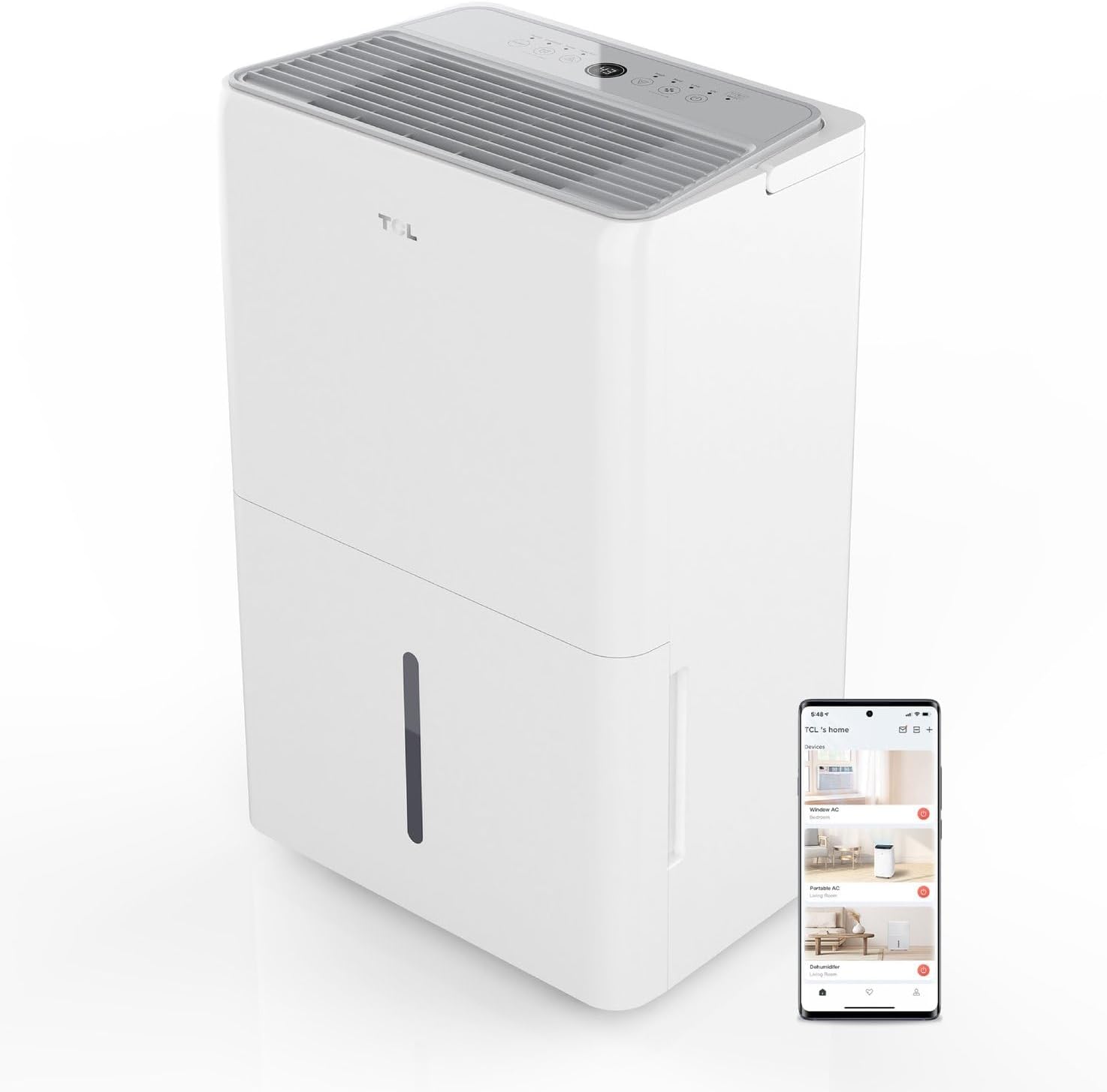 TCL 4500 Sq. Ft. 50-Pint Smart Dehumidifier, Energy Star 2024, Ideal for Whole House, Including Basements, Bedrooms, Bathrooms, Attics & Garages, Compatible with Alexa/Google Assistant