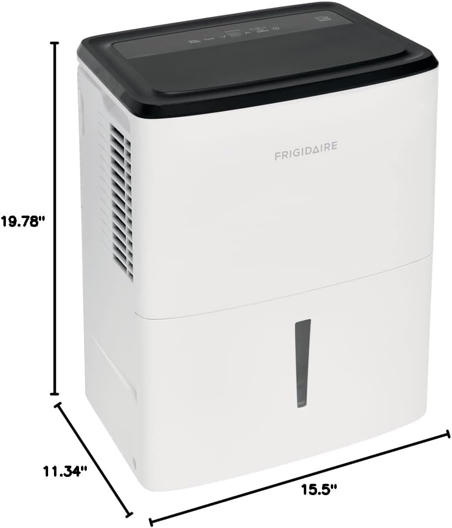 Frigidaire 22 Pint Dehumidifier. 1,500 Square Foot Coverage. Ideal for Small Rooms. 1.7 Gallon Bucket Capacity. Continuous Drain Option