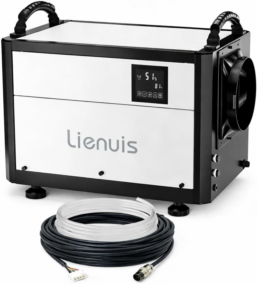 Crawl Space Dehumidifier with Drain Hose, Industry Water Damage Restoration, Auto Defrost, Memory Starting, Remote Control, CSA Listed, 110 Pints Commercial Dehumidifier for Warehouse Whole House