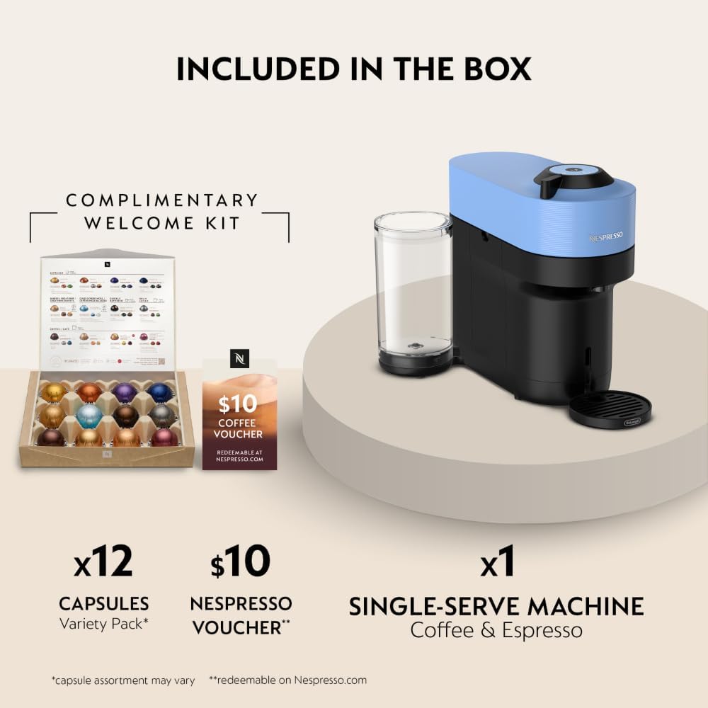 Nespresso Vertuo Pop+ Coffee and Espresso Machine by De'Longhi, Pacific Blue