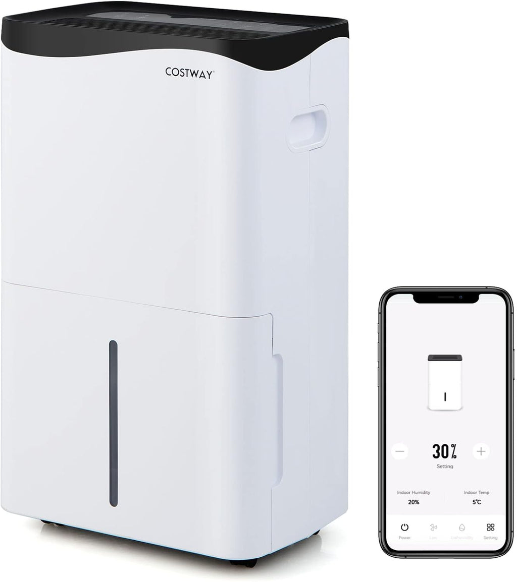 COSTWAY 5,500 Sq. Ft Dehumidifier for Basement & Large Room, 100 Pint Dehumidifier with Smart App & Alexa Voice Control, 4 Modes, 2 Speeds, 24H Timer, Low Noise