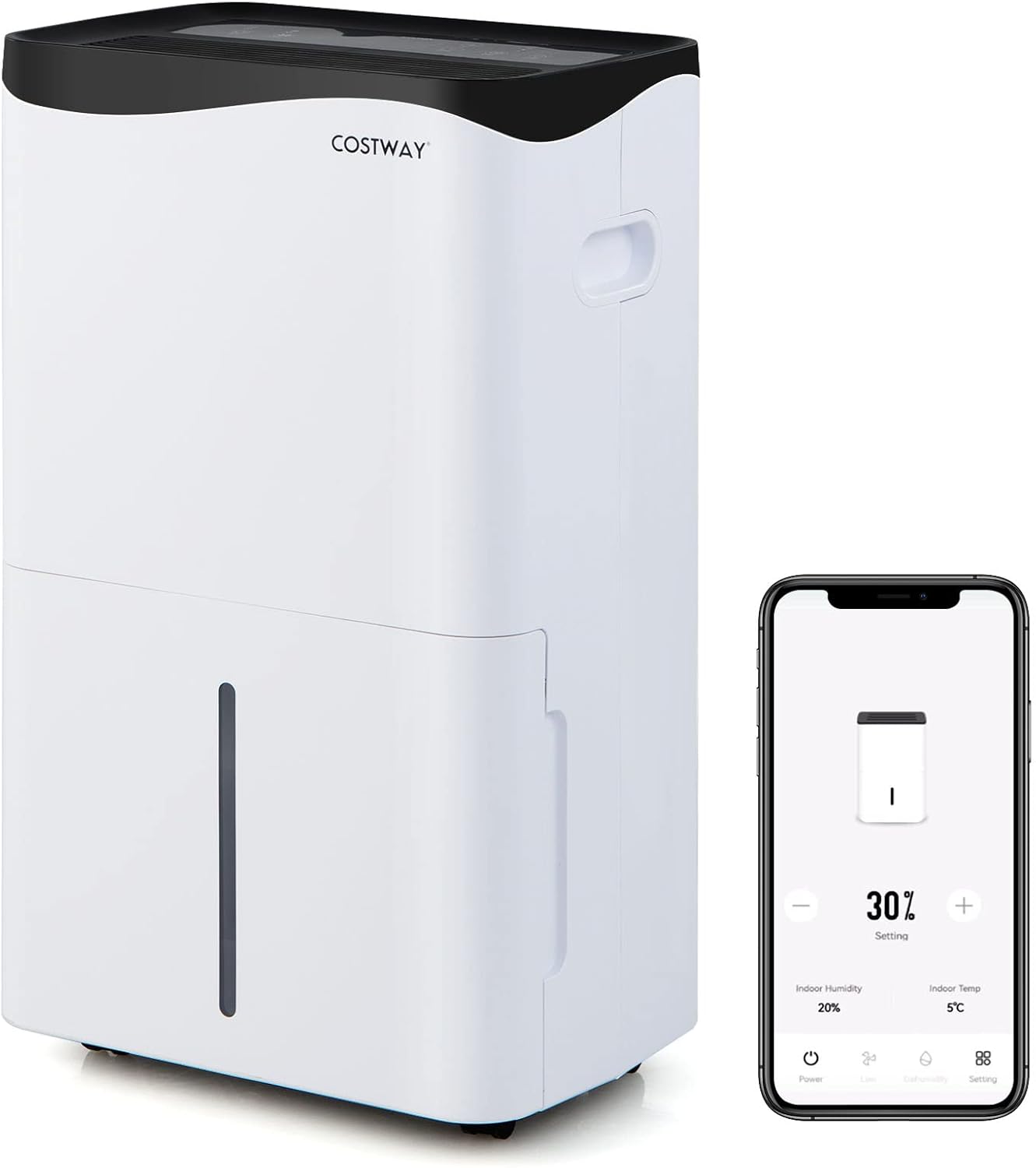 COSTWAY 5,500 Sq. Ft Dehumidifier for Basement & Large Room, 100 Pint Dehumidifier with Smart App & Alexa Voice Control, 4 Modes, 2 Speeds, 24H Timer, Low Noise