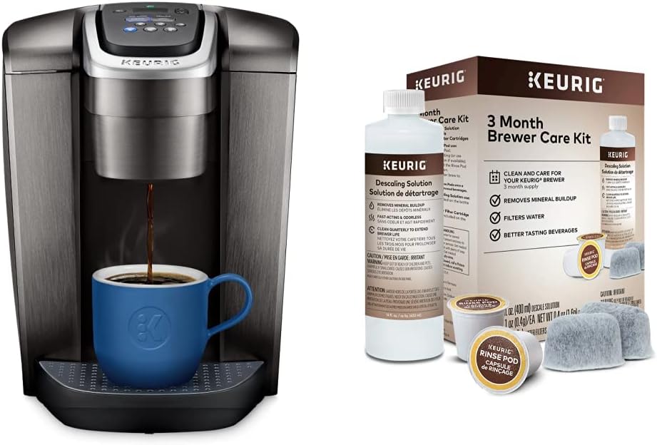Keurig K-Elite Single-Serve K-Cup Pod Coffee Maker, Brushed Slate, 12 oz. Brew Size 3-Month Brewer Maintenance Kit