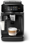 Philips 2300 Series Fully Automatic Espresso Machine with LatteGo milk system and integrated grinder, 4 Coffee Pre-Sets & Hot Water, 40% Quieter SilentBrew, 15-Bar Pressure, Matte Black (EP2330/10)