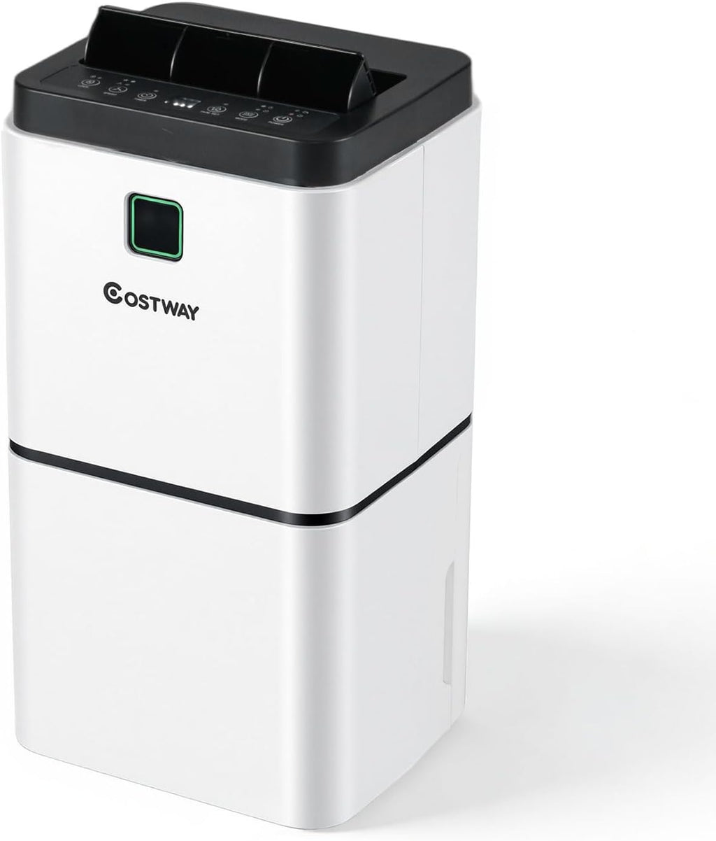 COSTWAY Dehumidifier for Large Room & Basements, 1500 Sq. Ft Portable 30 Pints Dehumidifier with 3 Color LED Light, 3 Modes, 2 Speeds, 12H Timer, Auto or Manual Drainage