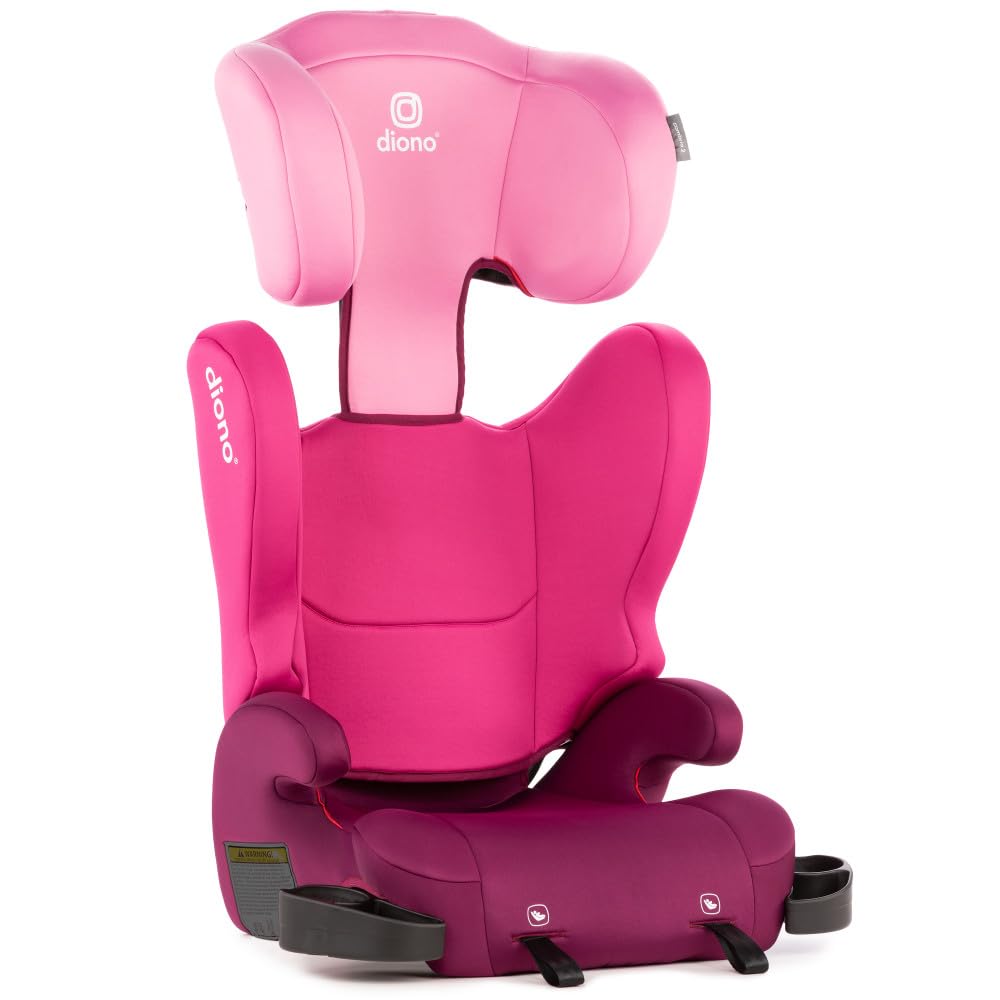 Diono Cambria LE, 2-in-1 Belt Positioning Booster Seat,Backless and High-Back Booster seat for Children from 40—120 lb,17' Wide,6 Headrest Positions,Lightweight with Latch,Pink