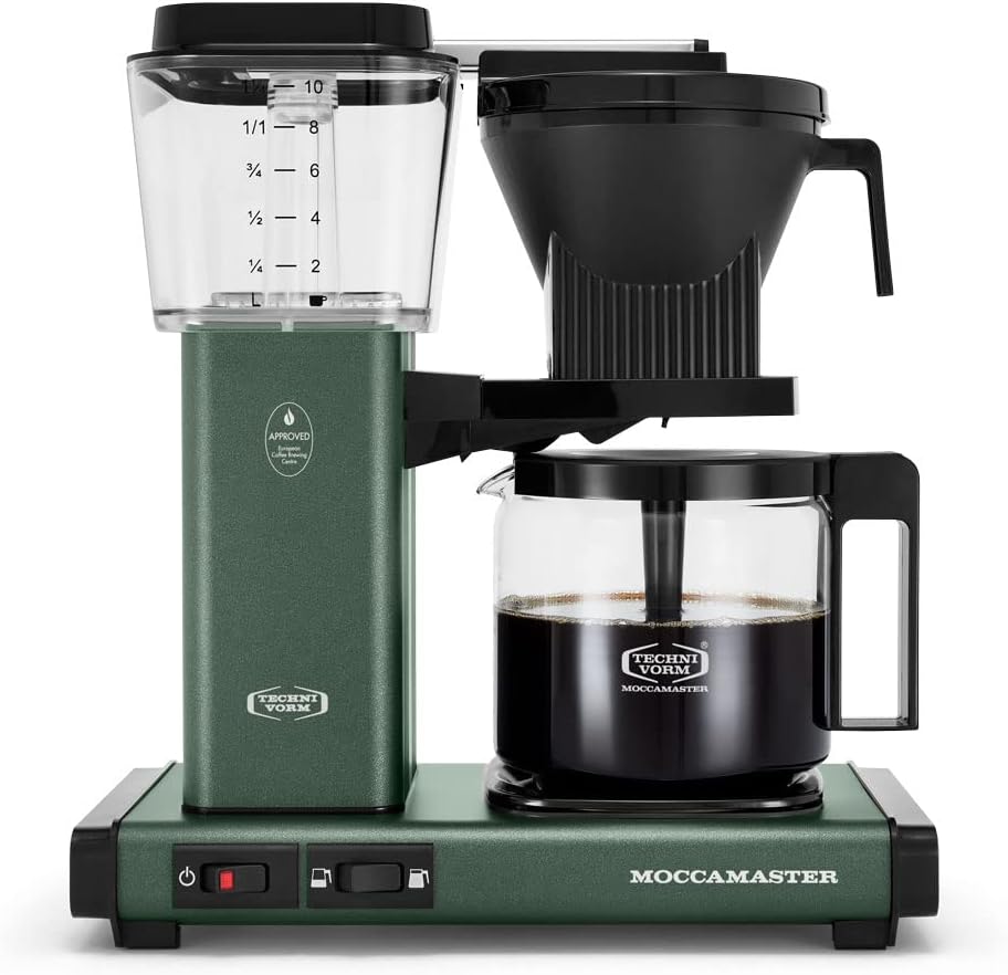 Technivorm Moccamaster 53923 KBGV Select 10-Cup Coffee Maker Juniper, 40 Ounce, 1.25l & #4 White Paper Filters, 100-count per box