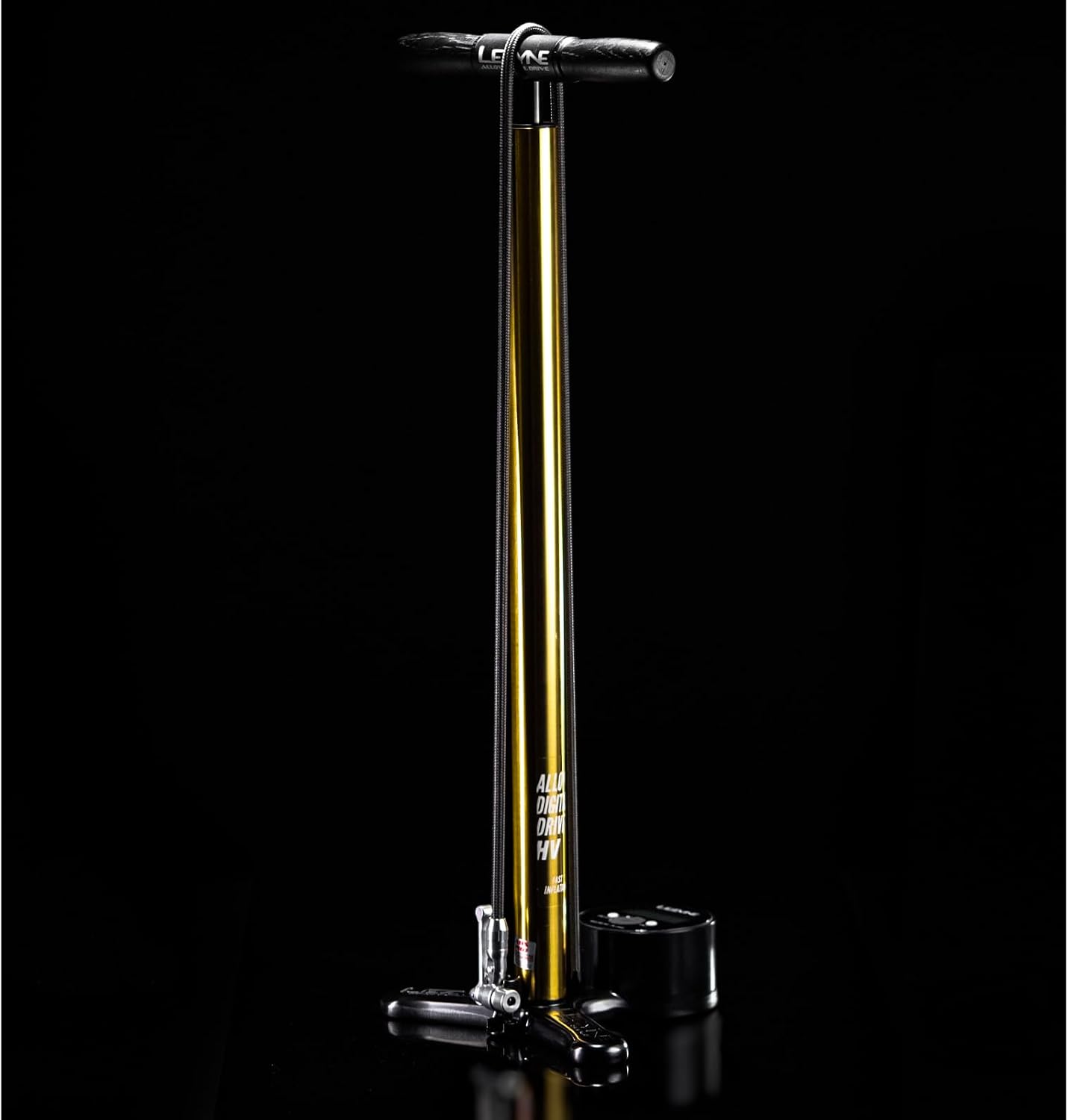 LEZYNE Alloy HV Digital Drive 3.5 High Volume 100PSI Bicycle Floor Pump with 3.5' Digital Gauge - Durable Aluminum Tire Air Pump with Extra Long Nylon Braided Hose for Mountain/Gravel Bikes