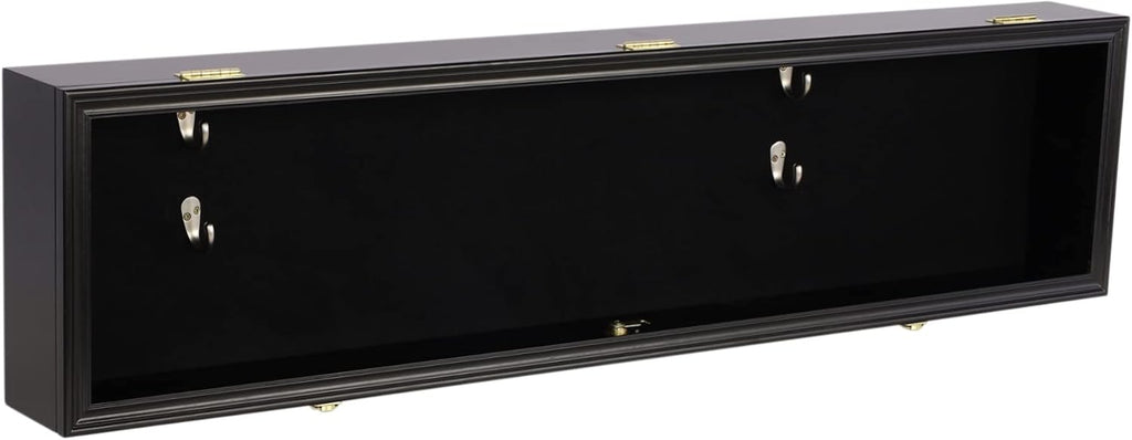 DisplayGifts 44' Long Rifle Gun Shotgun, Saber, Sword or Golf Club Display Case Cabinet Rack Putter Shadow Box w/98% UV Protection Lockable Door (Black Finish)