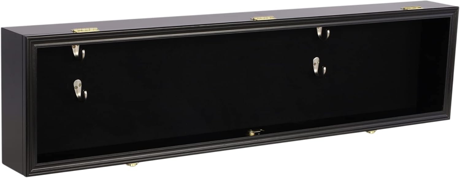 DisplayGifts 44' Long Rifle Gun Shotgun, Saber, Sword or Golf Club Display Case Cabinet Rack Putter Shadow Box w/98% UV Protection Lockable Door (Black Finish)