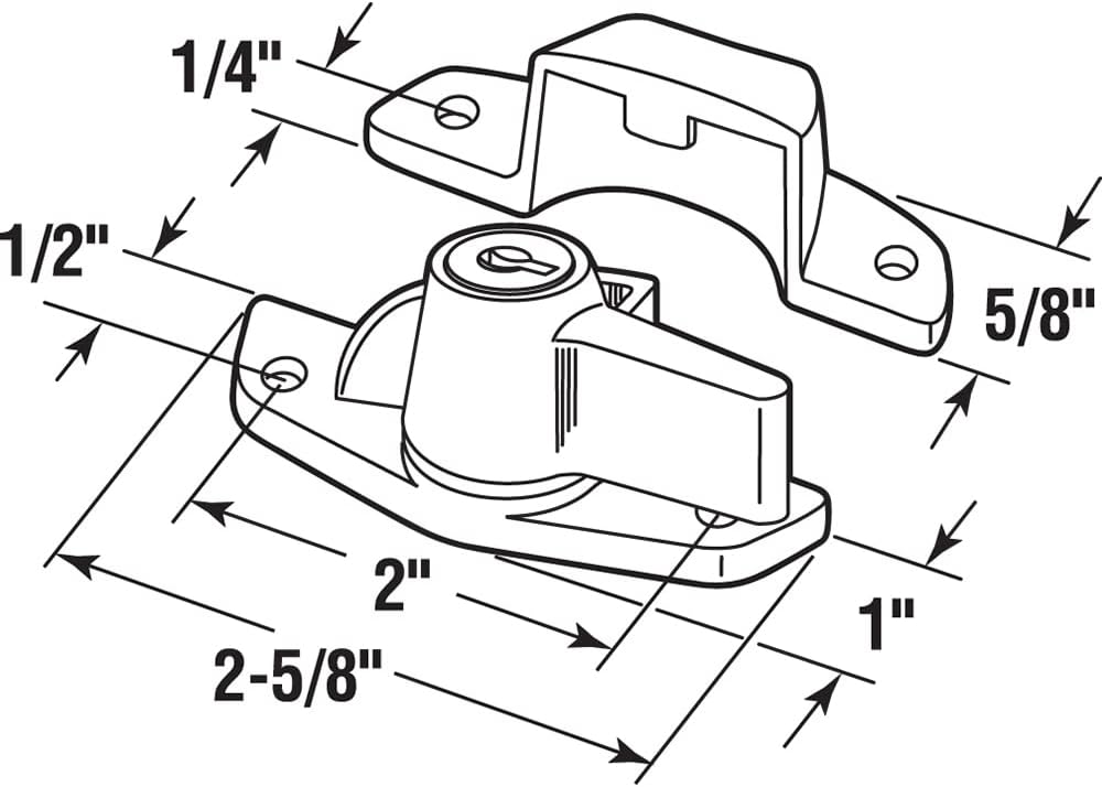 Prime-Line U 9928 Keyed Sash Lock –Security Lock Only Unlocks With Key – For Aluminum, Vinyl or Wood Double-Hung Windows – 2' Hole Centers – Heavy-Duty Zinc Diecast, White (6 Pack)