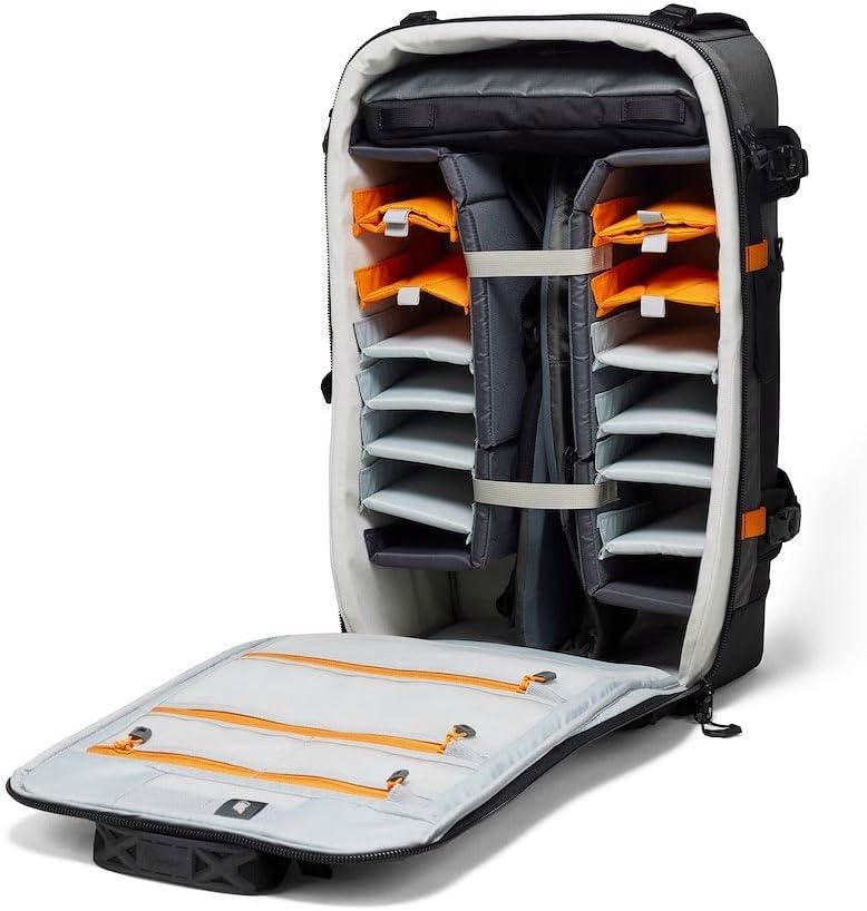 Lowepro Pro Trekker BP 650 AW II, Outdoor Camera Backpack with Recycled Fabric, Fits 800mm lenses, Weatherproof Cover, Mirrorless/DSLR Camera Case, Black/Dark Grey, Coated Main Fabric, Sealed Zippers
