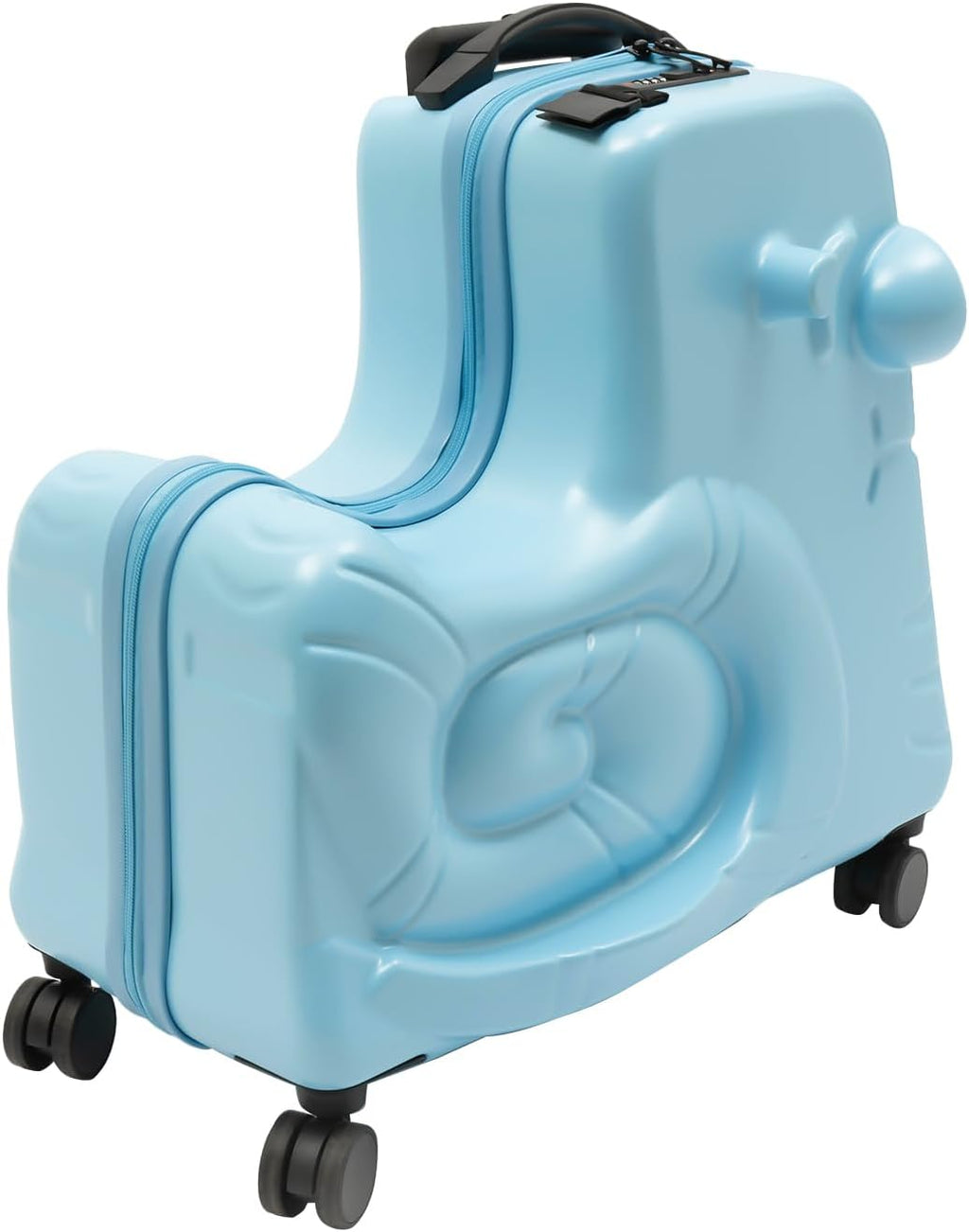 Childrens Travel Suitcase, Hardside Ride on Kids Luggage with Seat and Safety Belt 20 Inch Carry On Luggage Kids with 4 Silent Wheel Combination Lock for Toddler Ages 3-6 Girls and Boys
