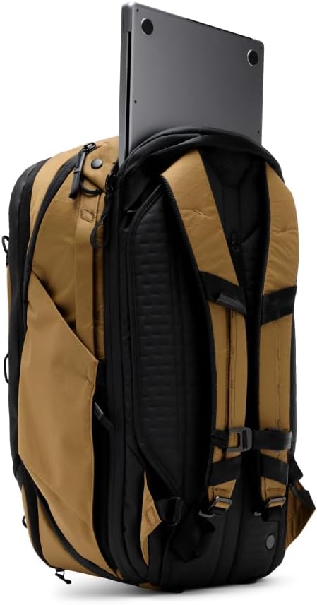 Peak Design Travel Backpack 45L, Coyote, Expandable 35-45L Design, Rear and Top Access, Weatherproof Shell, Laptop Sleeve, Ideal for Travel or Everyday Carry, Versatile Backpack for Men and Women