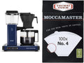 Moccamaster 53928 KBGV Select Coffee Maker, Midnight Blue, 40 ounce, 10-Cup, 1.25L & #4 White Paper Filters, 100-count per box
