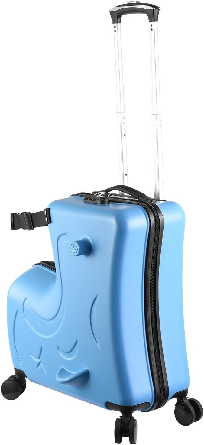 22' Ride on Suitcase for Kids Holds 110 Lbs,with Spinner Wheels,Telescoping Handle,Password Lock and Safety Belt,Rides On Suitcase for Kid Ages 2-4 (Blue)