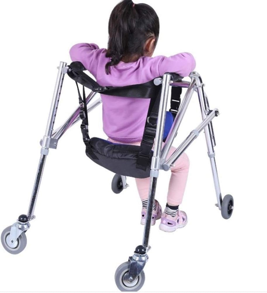 Walking Aid with Seat Wheel Height Adjustable Children's Standing Frame with Seats Suitable for Children with Cerebral Palsy Disabled Walkers