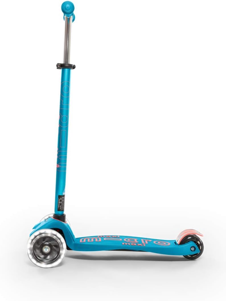 Micro Kickboard | Maxi LED Kids Scooter for Ages 5-12 | Children up to 110 lbs | 3 Wheel Lean-to-Steer Design | Adjustable T Bar | Smooth Ride, Motion Activated PU LED Wheels | Swiss Design
